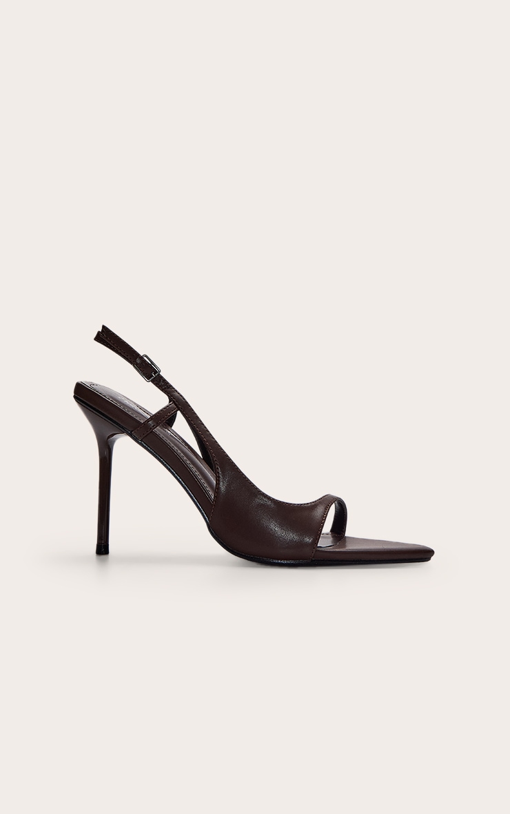 Chocolate Pu Pointed Toe Heeled Slingback Sandal image 2