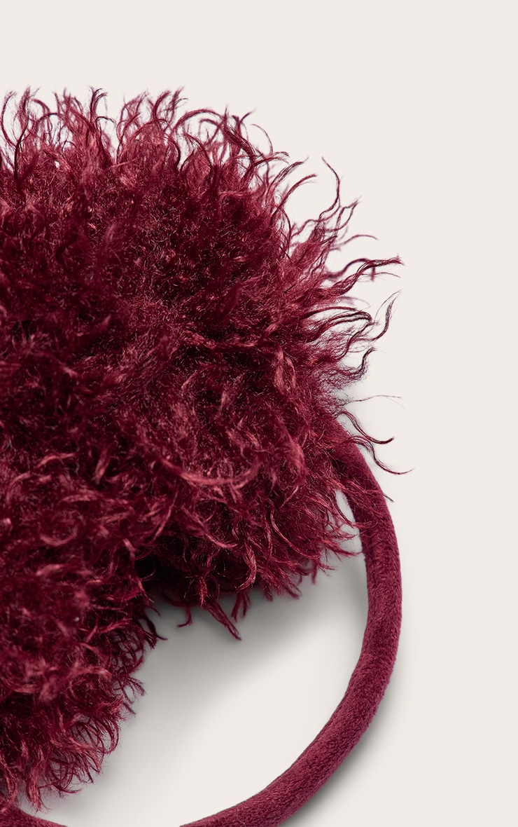 Burgundy Shaggy Faux Fur Ear Muffs image 3