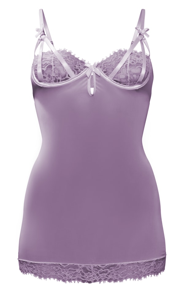 Lilac Lace Scallop Edge Mesh Slip Dress PrettyLittleThing USA