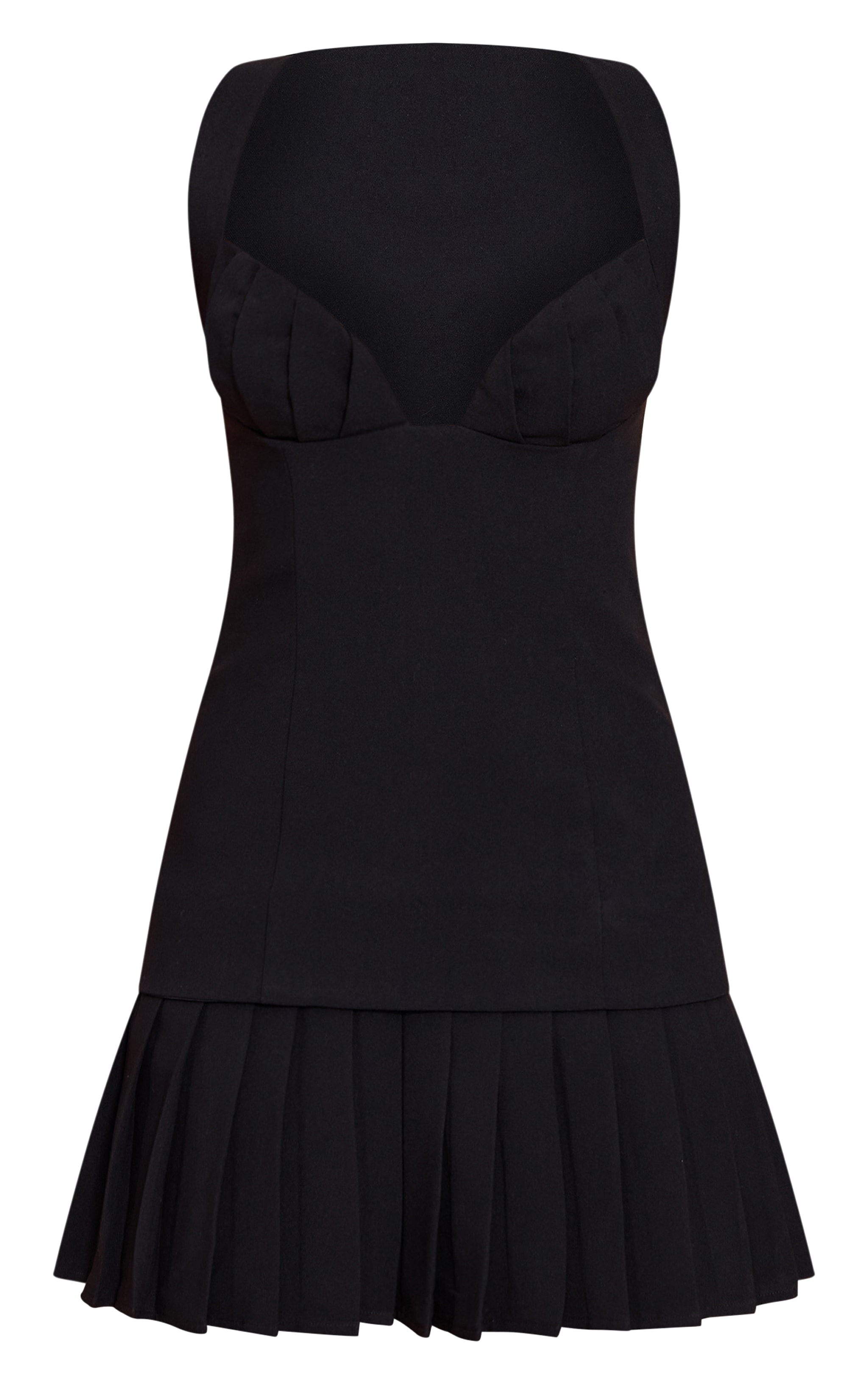 Black Plt Label Tailored Pleated Bust Bodycon Dress image 5