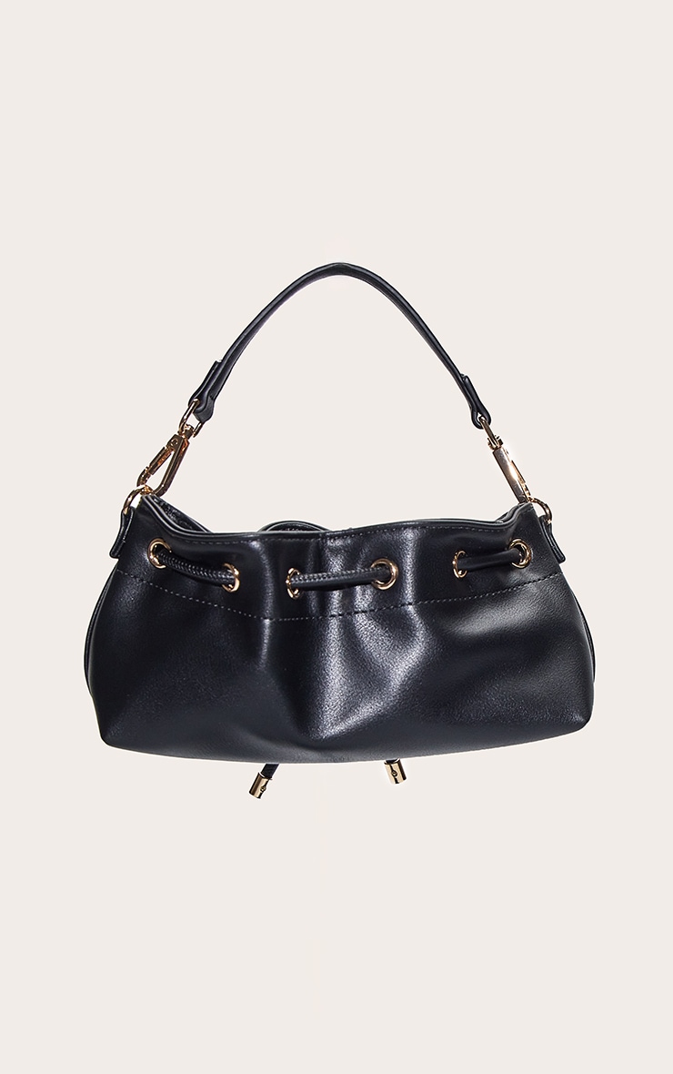Mini sac en PU doux noir à cordons ajustables image 4