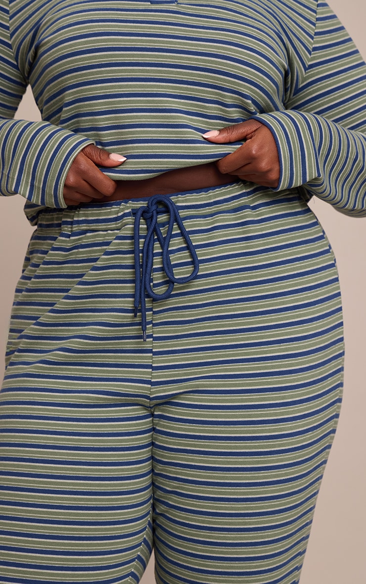 Plus Pinstripe Green Skinny Flare Pants image 4