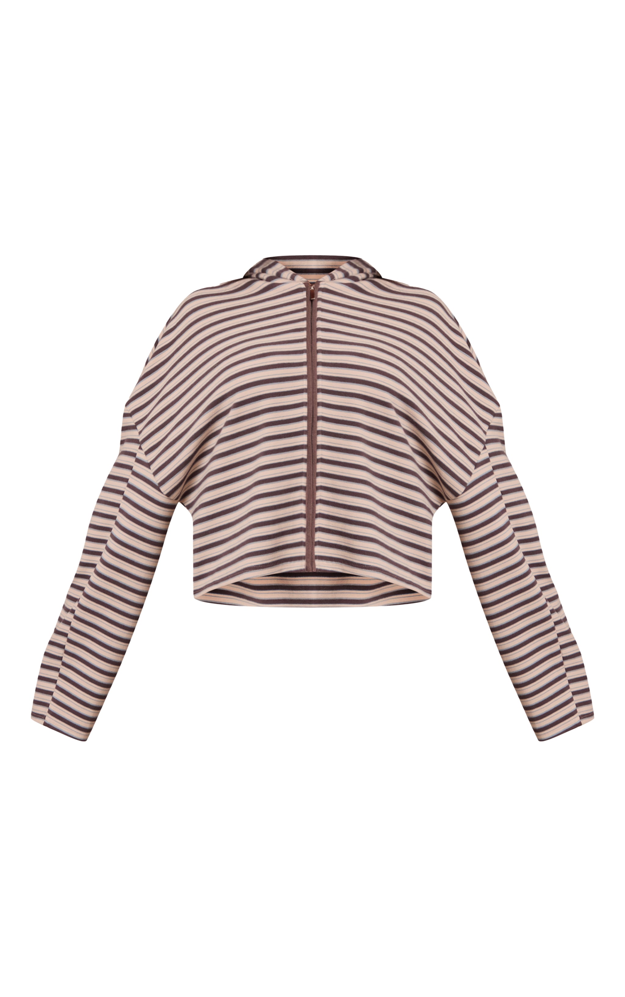 Veste zippée à rayures marron en polaire douce  Petite image 5