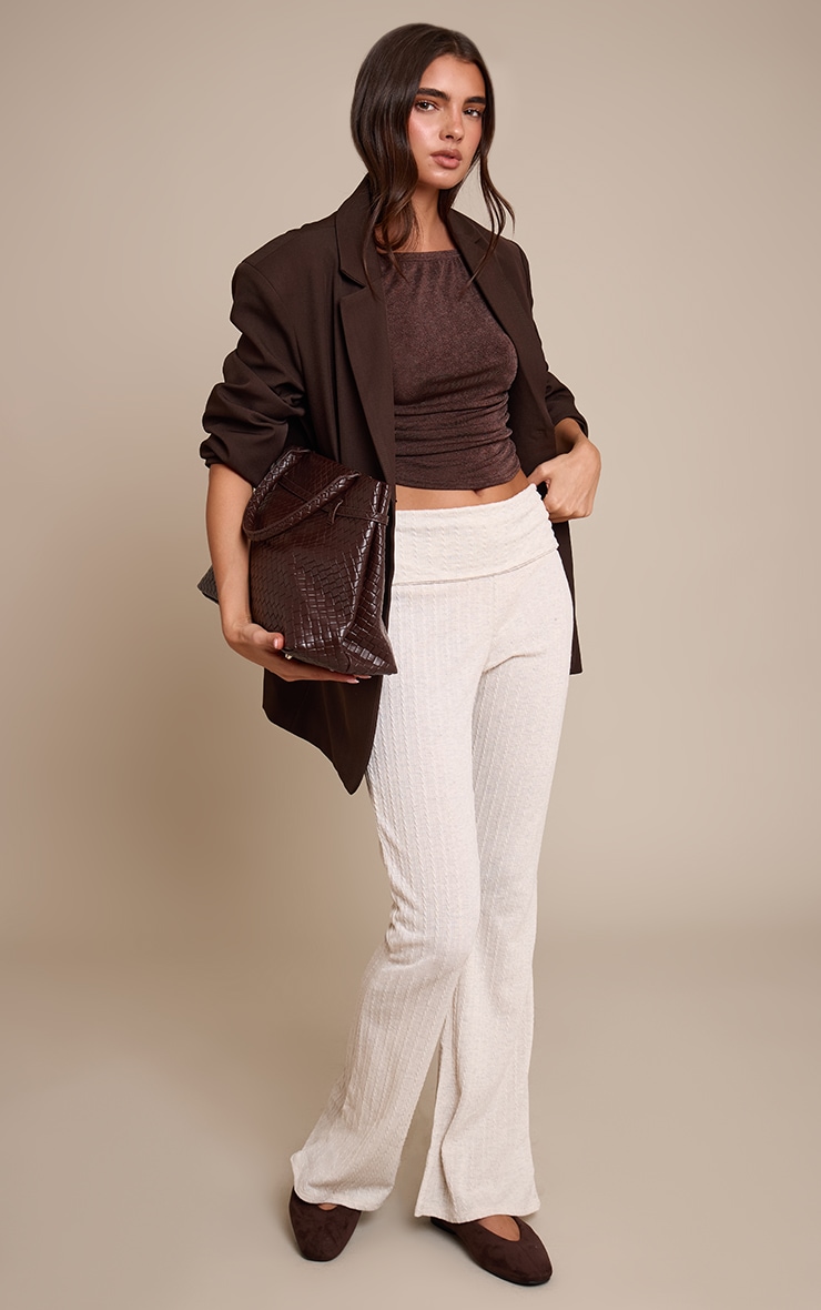 Stone Cable Textured Jersey Fold Over Flared Pant image 1