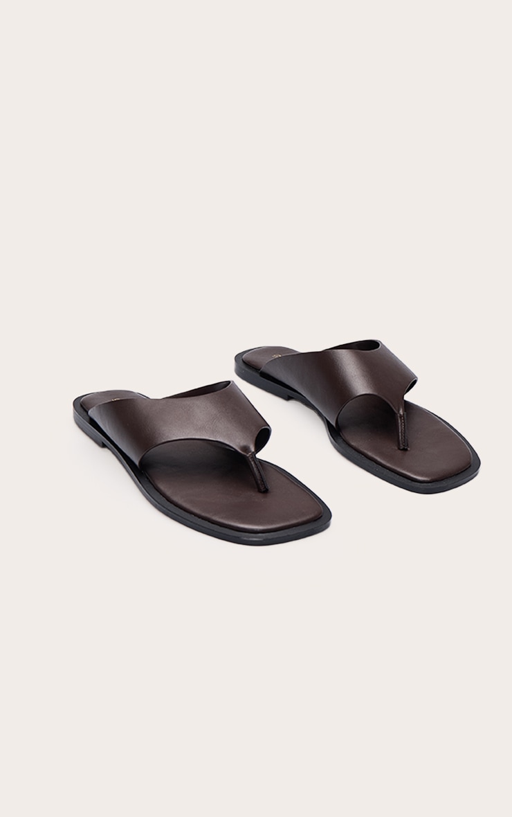 Chocolate High Vamp Toe Thong Flat Sandal image 3