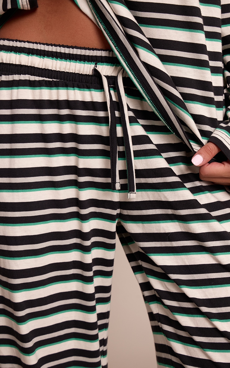 Black Stripe Wide Leg Drawstring Pants image 4