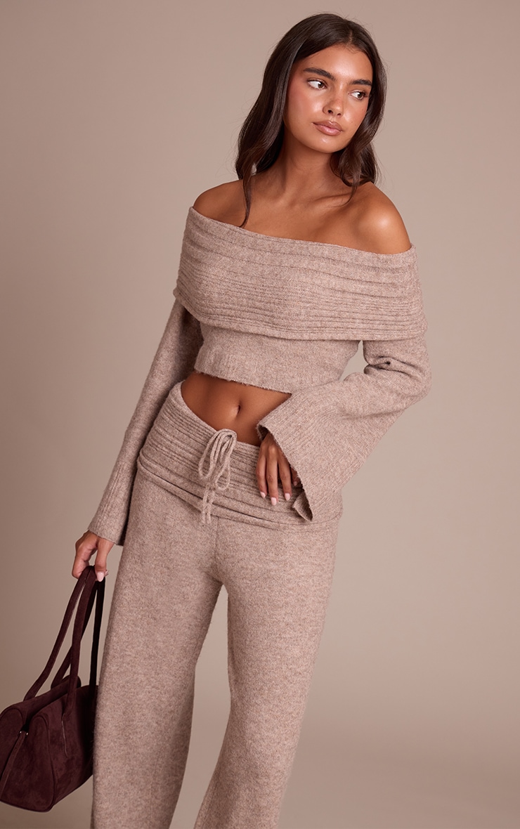 Mocha Rib Soft Knit Fold over Pant image 4