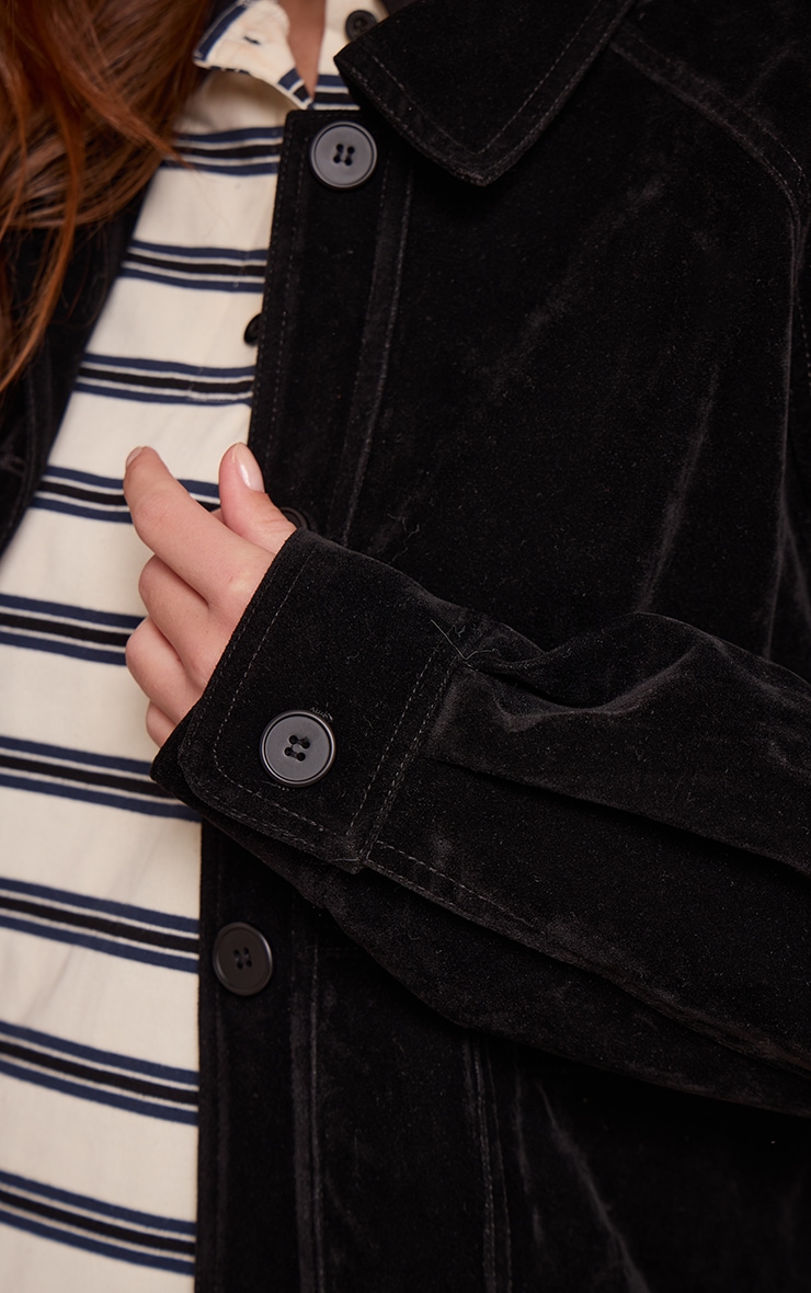 Black Oversized Faux Suede Jacket image 4
