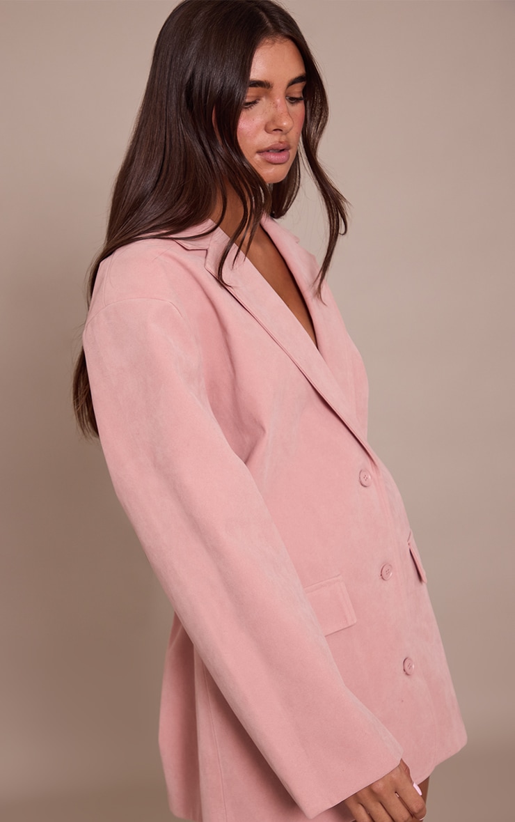 Robe blazer structurée en suédine rose image 4