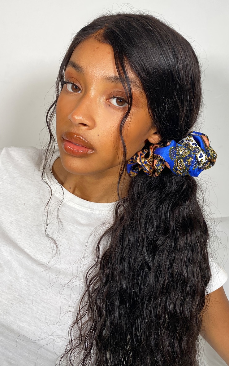Blue Mutli Scarf Print Srunchie