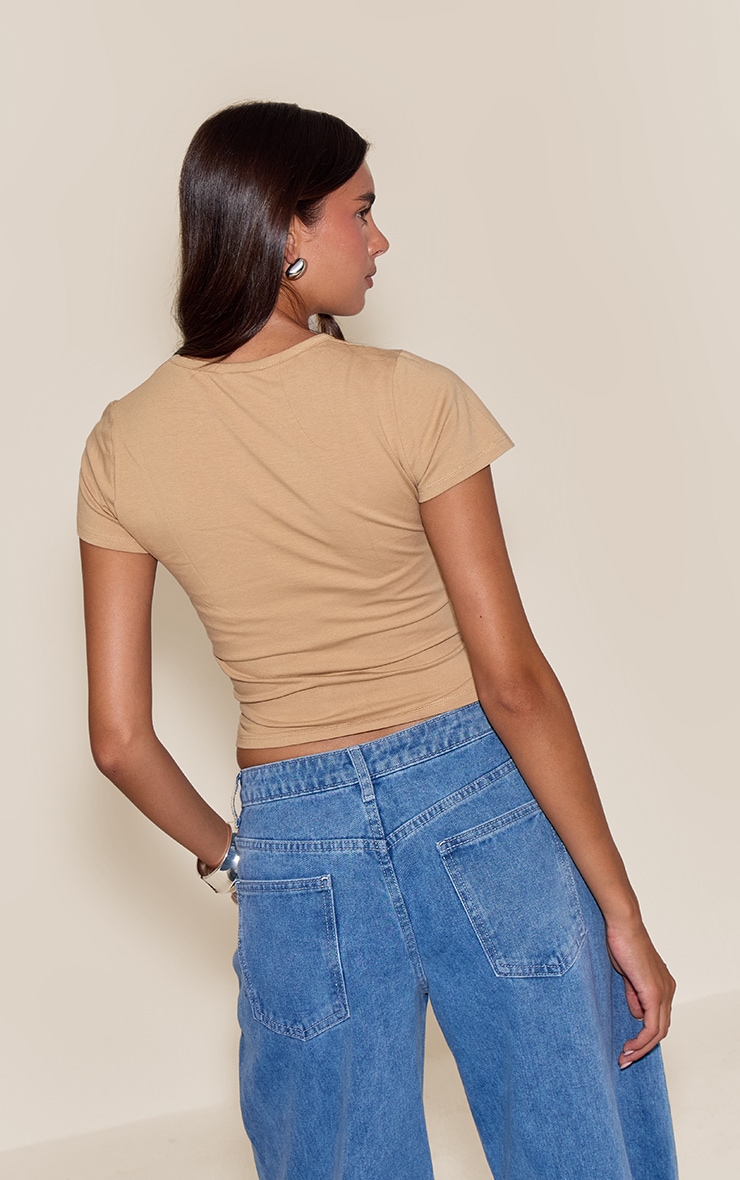 Stone Cotton Crew Neck Longline Short Sleeve T-Shirt image 2