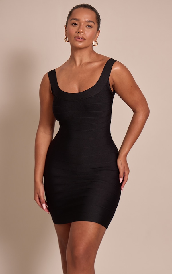 Shape Black Bandage Scoop Neck Mini Dress