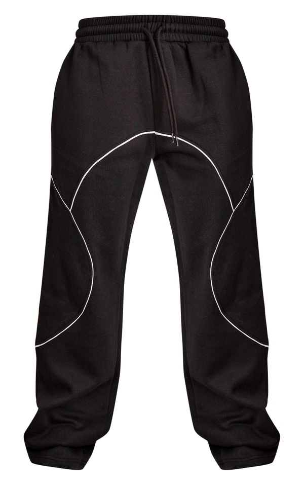 Black Contrast Piping Straight Leg Sweatpants PrettyLittleThing USA
