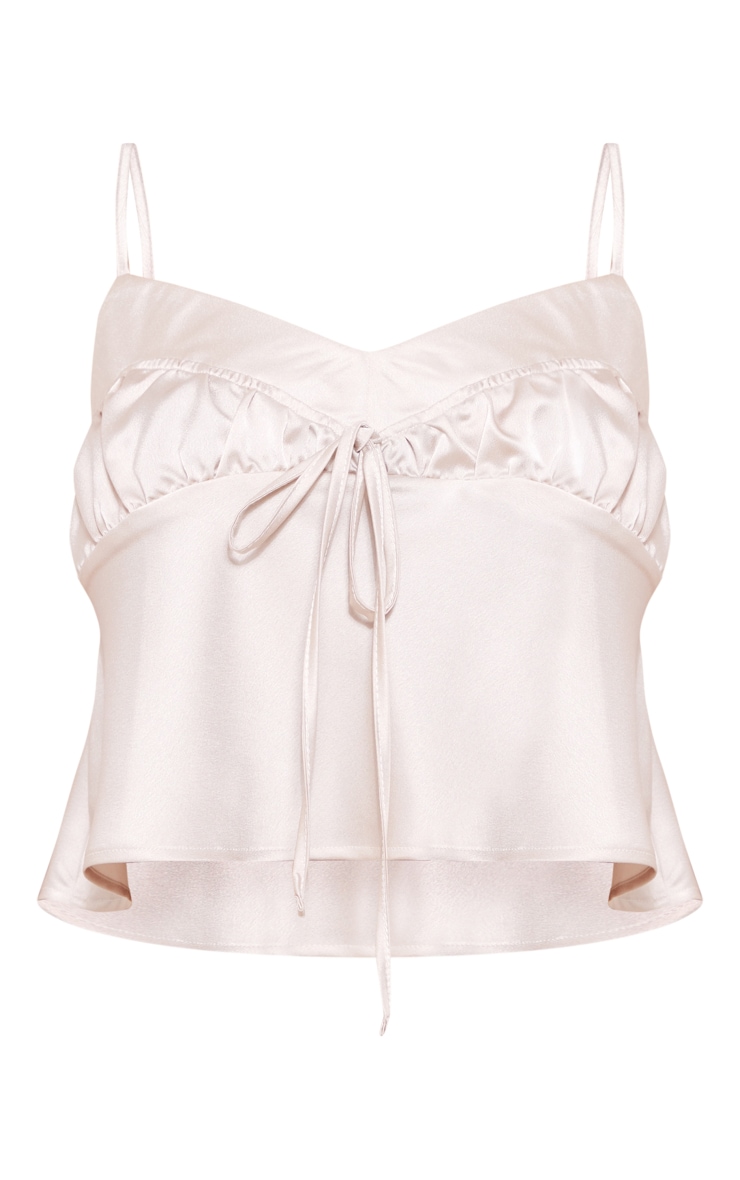 Petite Champagne Satin Tie Front Cami image 5