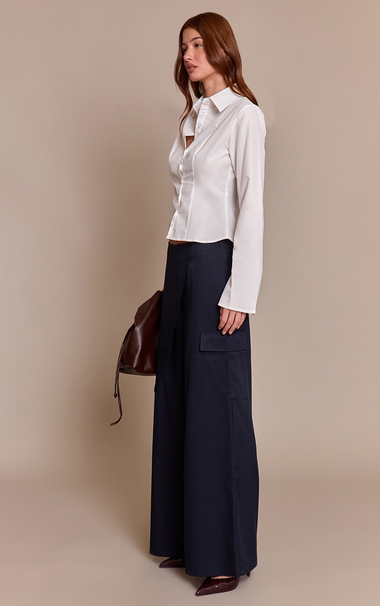 Navy Woven Wrap Detail Cargos  image 2