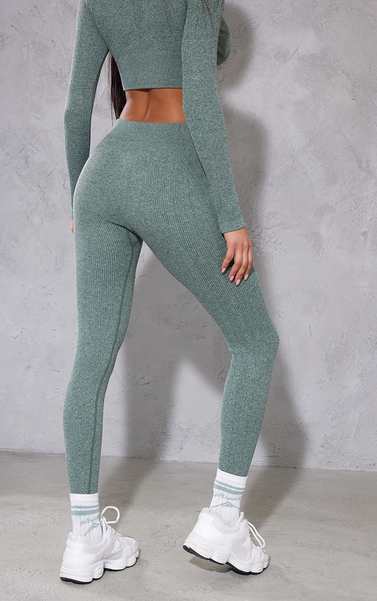 PLT Green Sport Seamless Marl Leggings image 3
