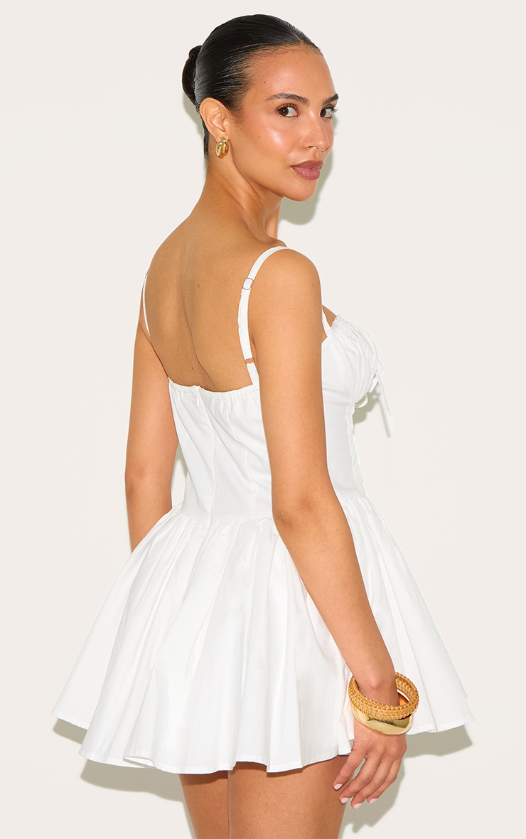 Petite White Lace Corset Detail Shift Mini Dress image 2
