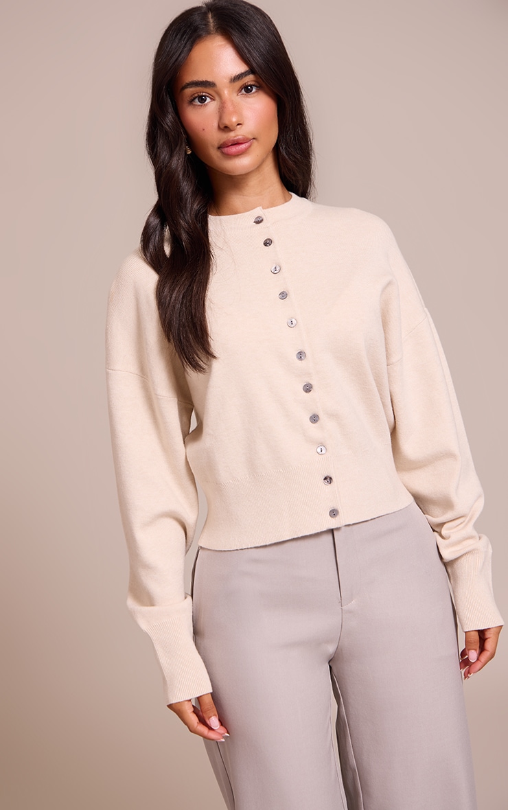 Petite Cream Compact Knit Cardigan image 4
