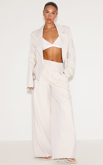 Sand Tailored Woven Pleated Wide Leg Pants