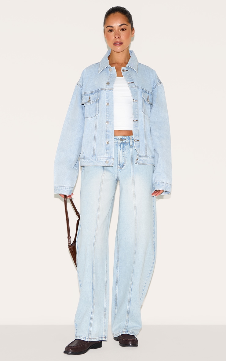 Light Blue Wash Oversized Classic Denim Jacket image 3