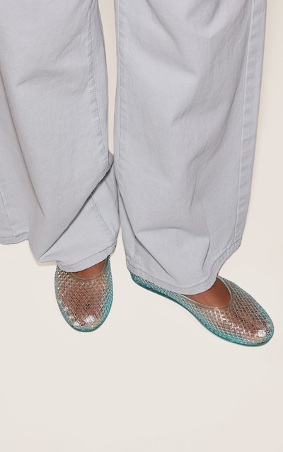 Ballerines en caoutchouc turquoise