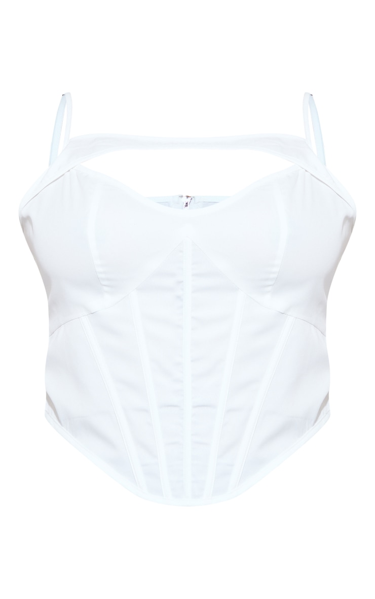 Plus White Cut Out Boned Corset image 1