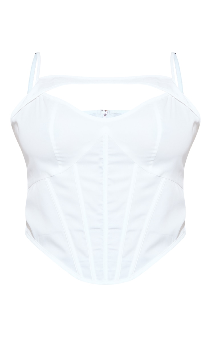 Plus White Cut Out Boned Corset image 5