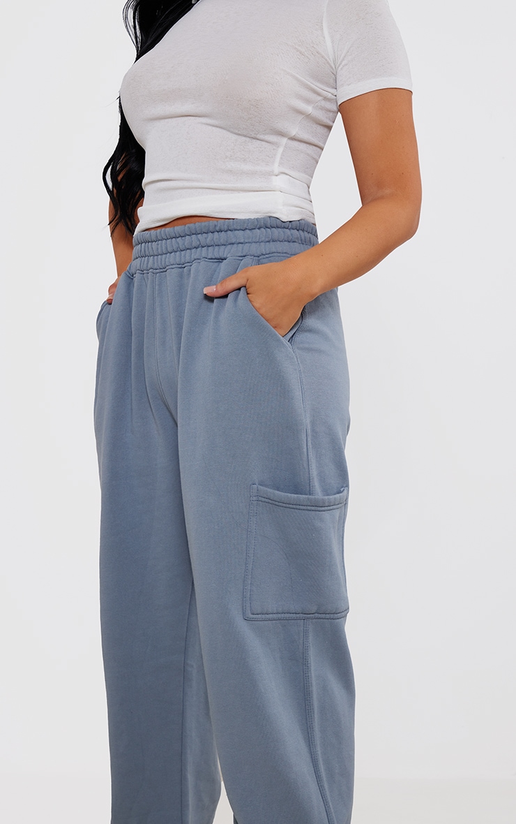 Blue Grey Wide Leg Washed Sweatpants image 4