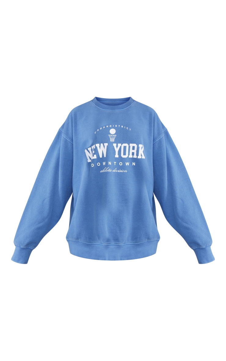 Navy New York Downtown Slogan Printed Sweatshirt Athleisure