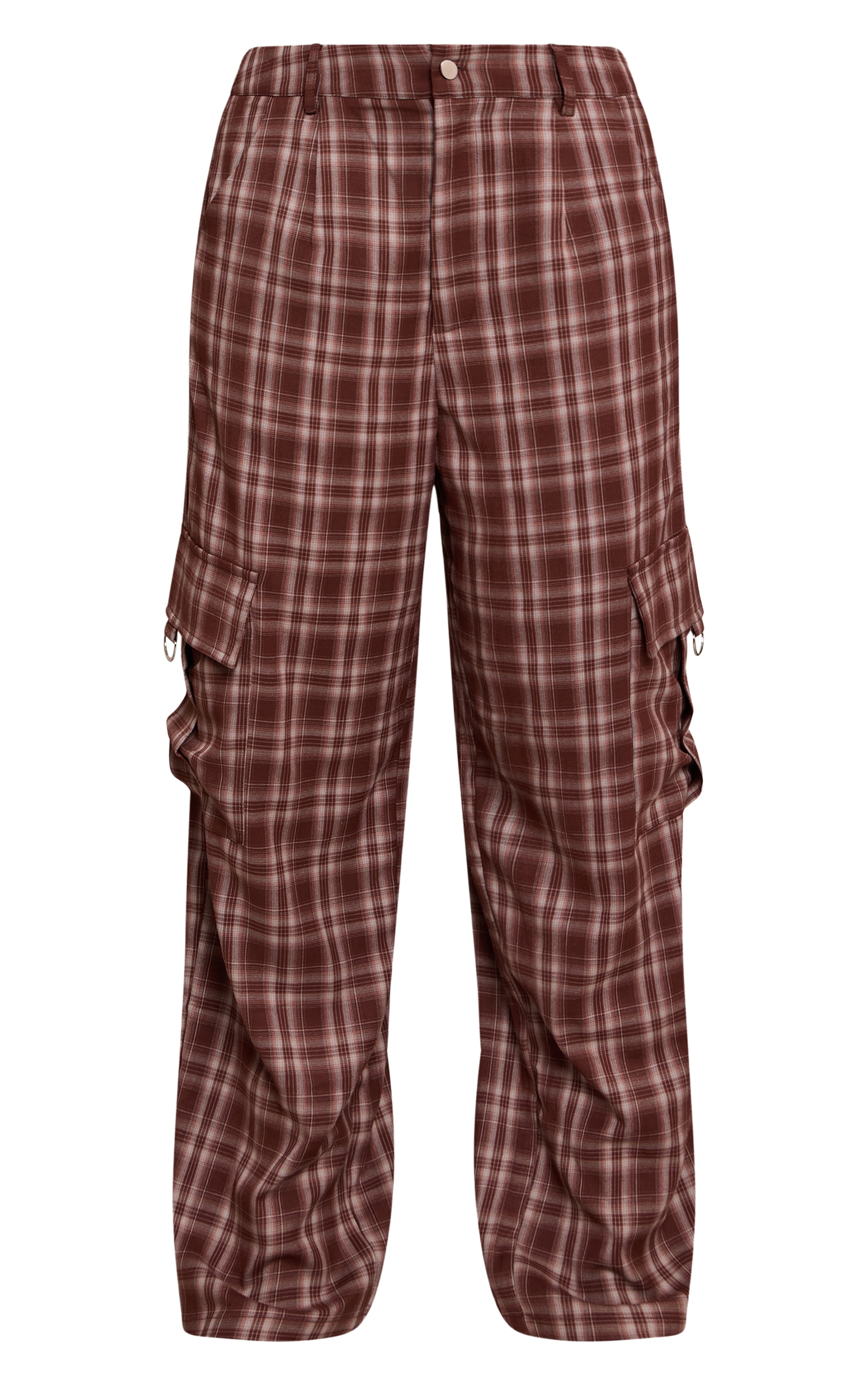 Shape Chocolate Tartan Buckle Cargo Wide Leg Pants image 5