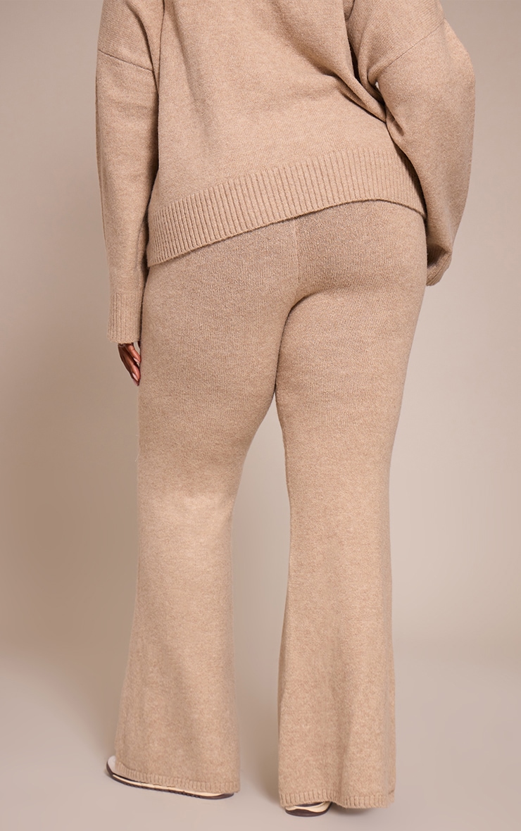 Plus Taupe Wide Leg Knitted Pants image 3