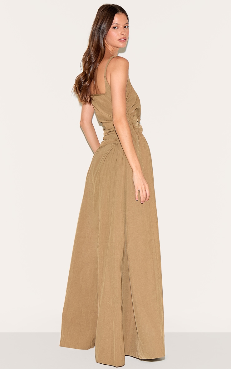 Mushroom Woven Ruched Strappy Maxi Dress image 2