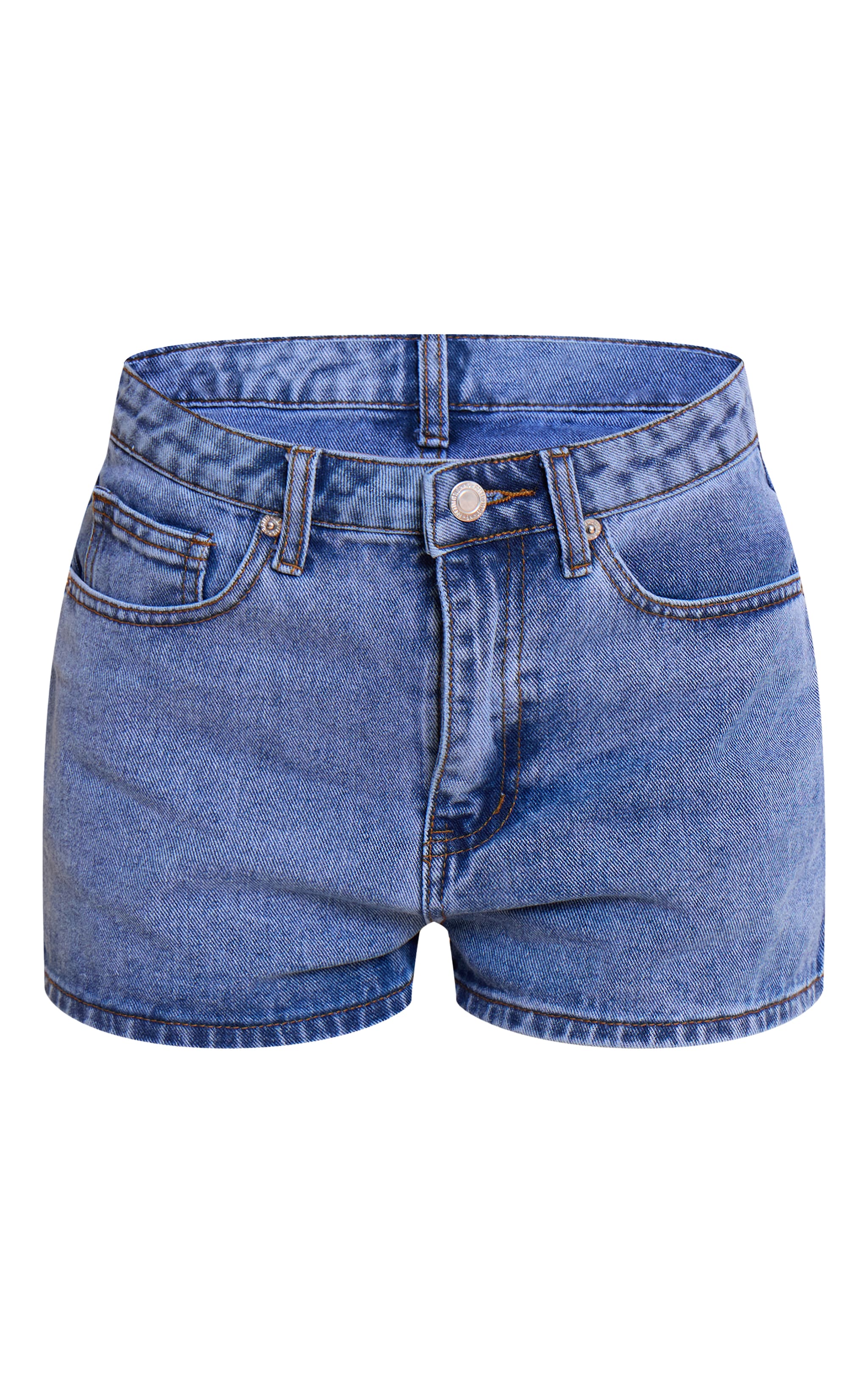 Petite Mid Blue Wash High Waisted Basic Shorts image 6