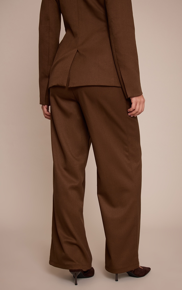Pantalon tailleur droit tissé chocolat image 3