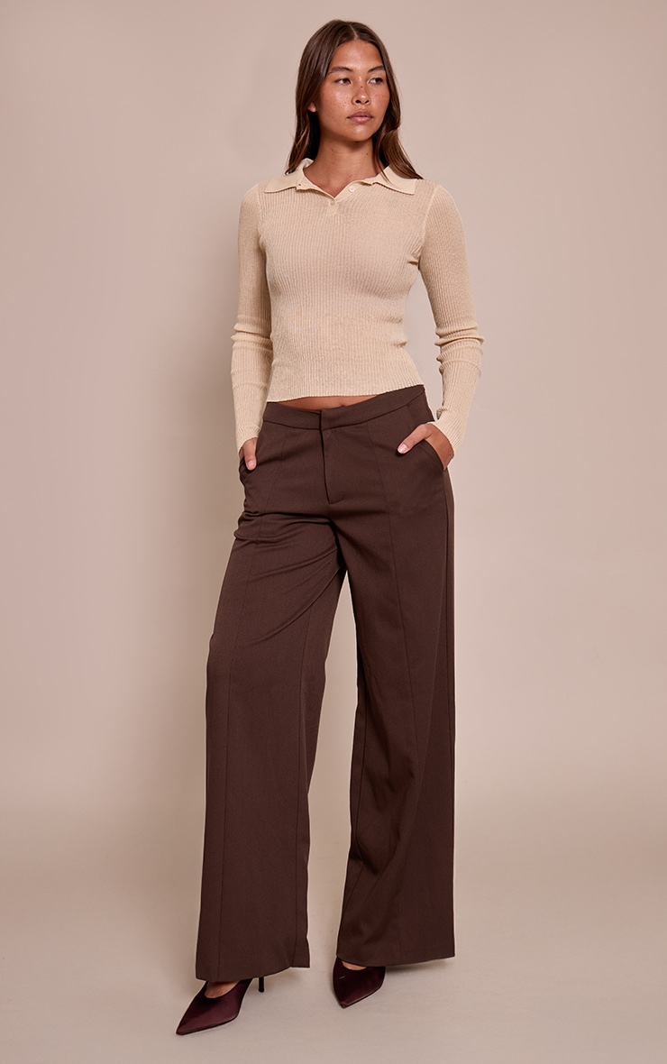 Butter Cream Sheer Knit Polo Top image 3