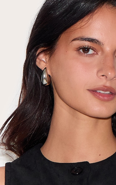 Silver Tear Drop Mini Statement Earrings