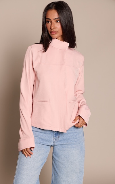 Petite Veste de tailleur rose tendre à col entonnoir