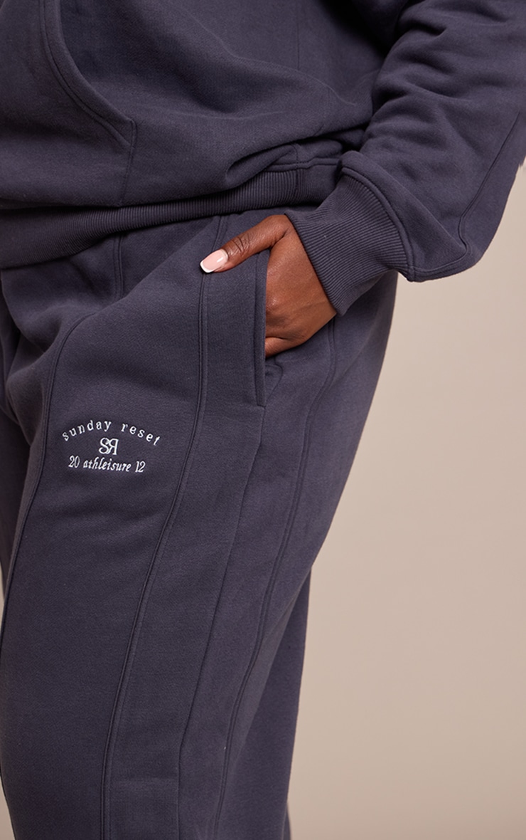 Plus Navy Sunday Reset Embroided Wide Leg Sweatpant image 4