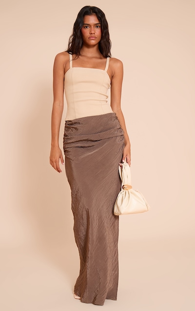 Mocha Textured Woven Maxi Skirt