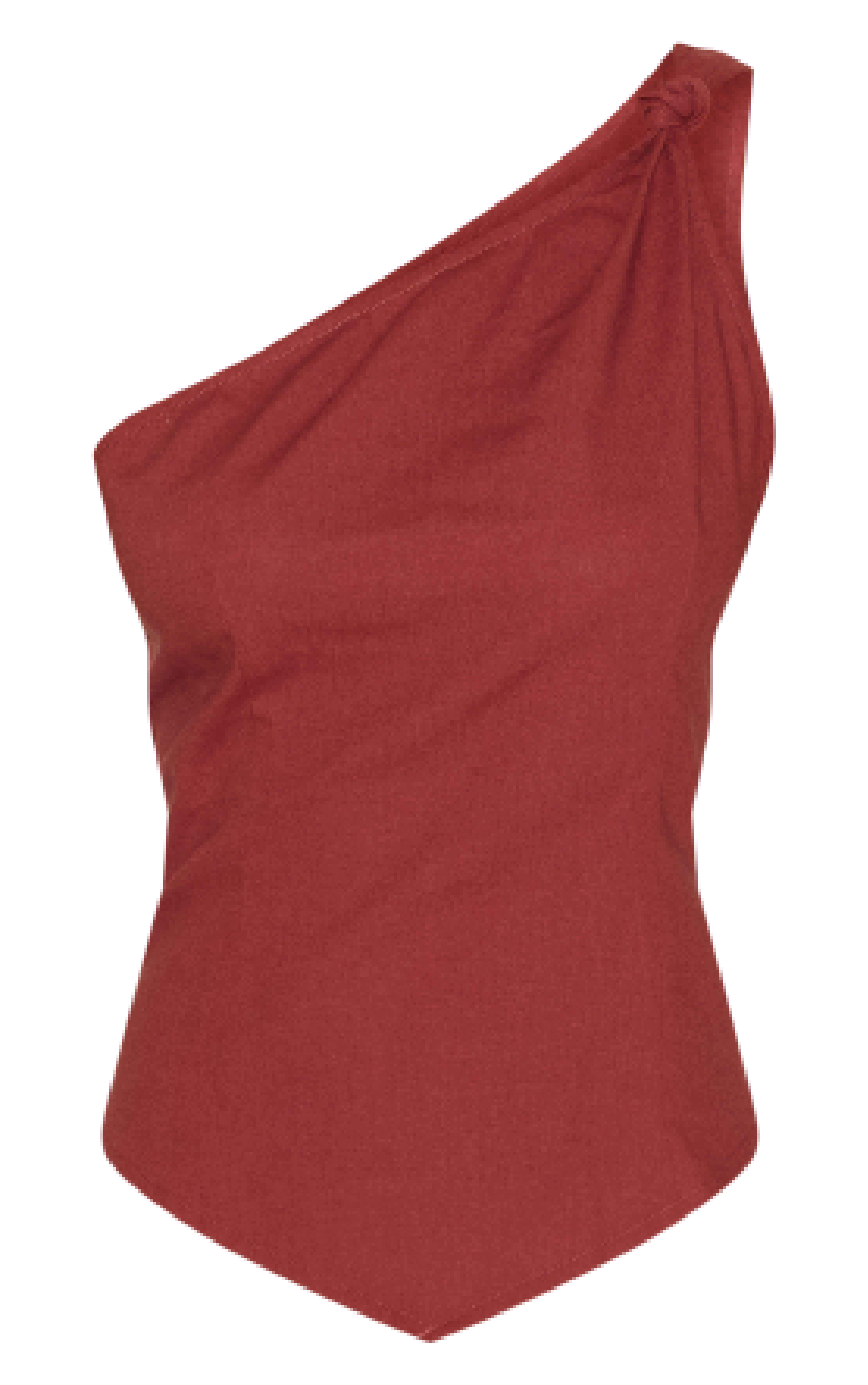 Deep Red Linen Look Neck Detail Long Top image 5