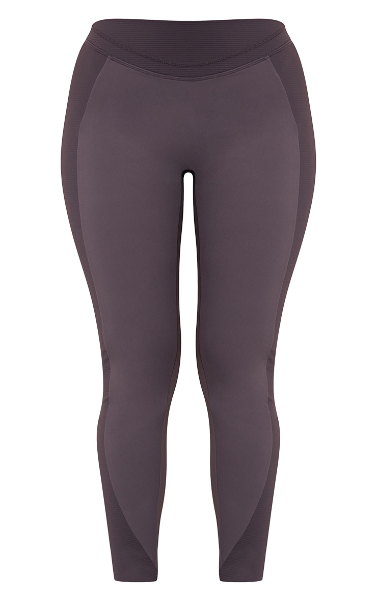 Petite Charcoal Sculpt Rib Panel Leggings image 5
