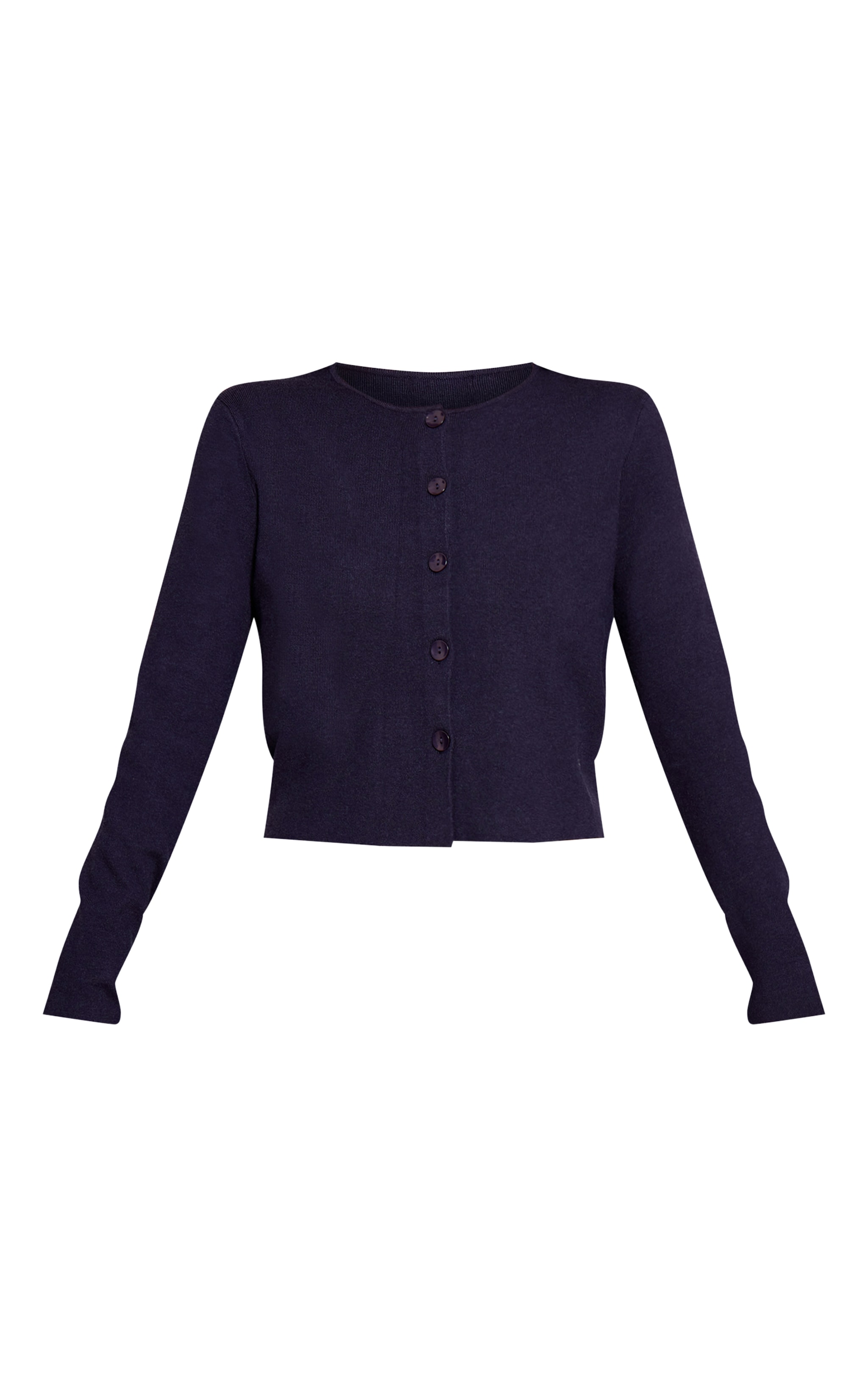 Navy Compact Knit Collarless Cardigan image 5