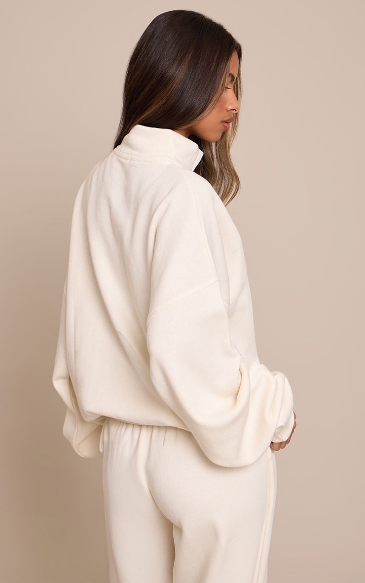 Petite Cream Funnel Neck Side Zip Sweatshirt  image 2