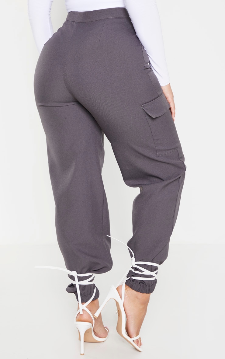 Shape Dark Grey Pocket Detail Cargo Trousers image 3