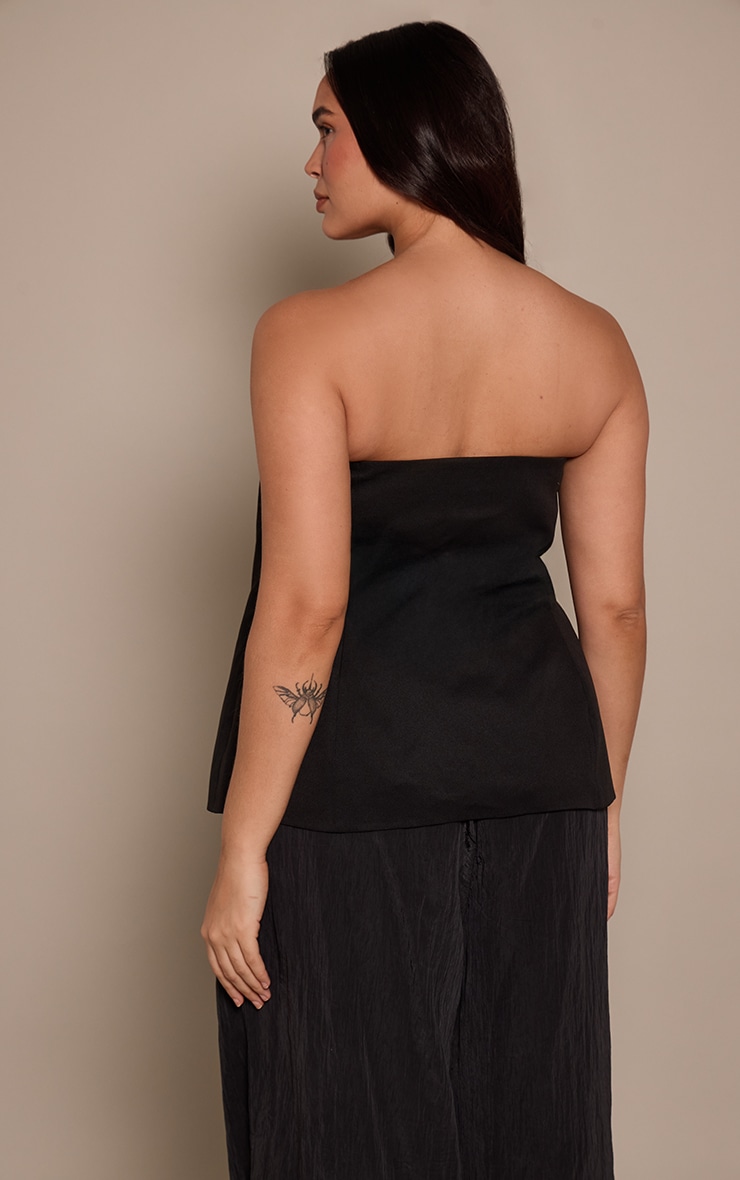 Plus Black Structured Woven Longline Corset  image 2