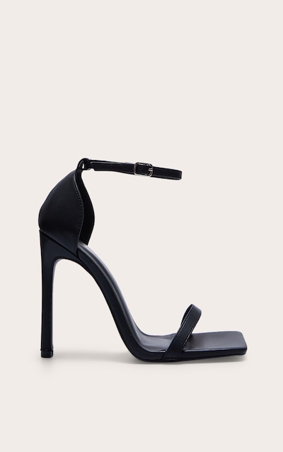 Sandales en PU noir à brides et talon pointure large