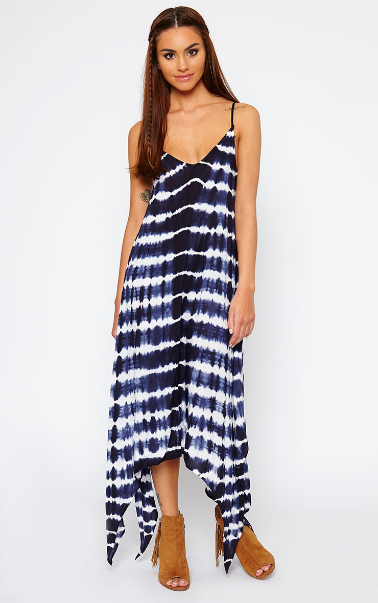 blue tie dye maxi dress