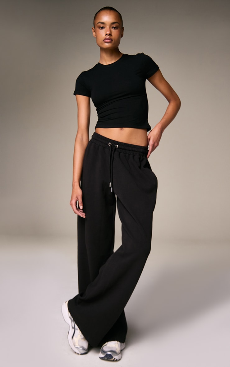 Black Soft Rib Short Sleeve Top image 3