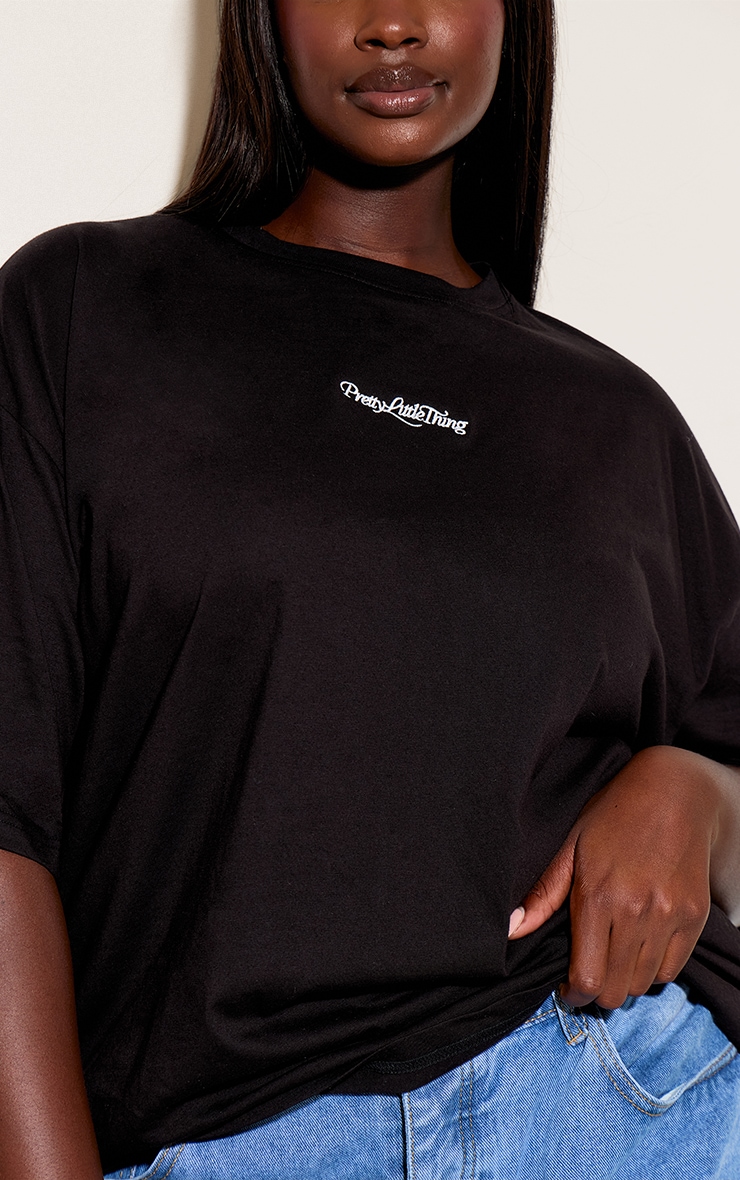 Plus Black Prettylittlething Oversized T-Shirt image 4