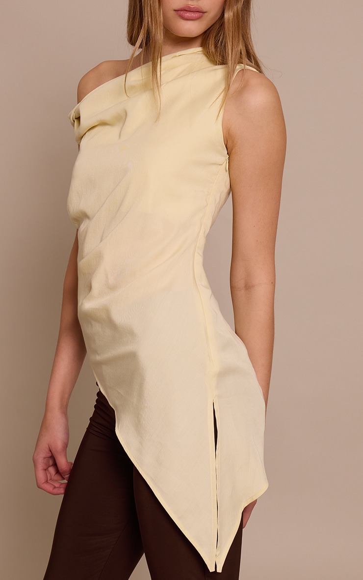 Buttermilk Tencel Asymmetric Drape Long Top image 4